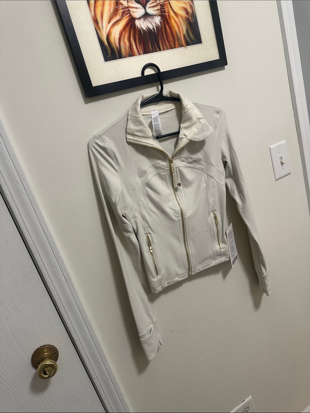 lululemon athletica Cream Bomber Jacket with Gold Zippers